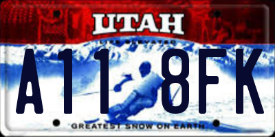 UT license plate A118FK