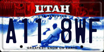 UT license plate A118WF