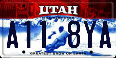 UT license plate A118YA