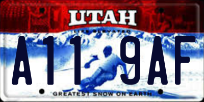UT license plate A119AF
