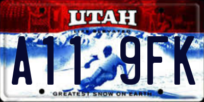 UT license plate A119FK