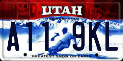 UT license plate A119KL