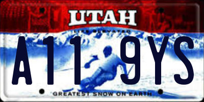 UT license plate A119YS
