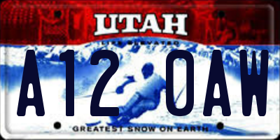 UT license plate A120AW