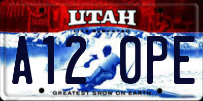 UT license plate A120PE