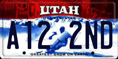 UT license plate A122ND