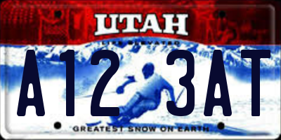 UT license plate A123AT