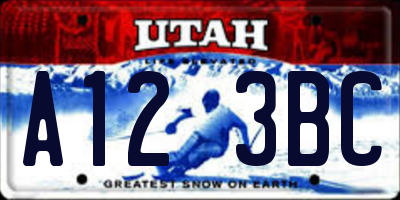 UT license plate A123BC