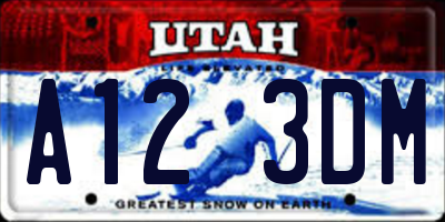 UT license plate A123DM