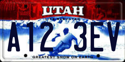 UT license plate A123EV