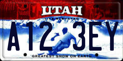 UT license plate A123EY