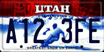 UT license plate A123FE
