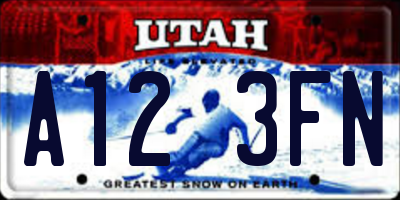 UT license plate A123FN