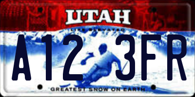 UT license plate A123FR