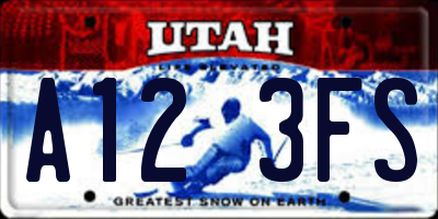UT license plate A123FS