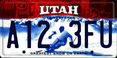 UT license plate A123FU