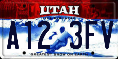 UT license plate A123FV