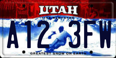UT license plate A123FW