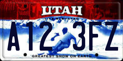 UT license plate A123FZ