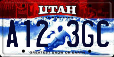 UT license plate A123GC