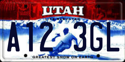 UT license plate A123GL