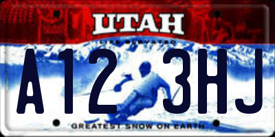 UT license plate A123HJ