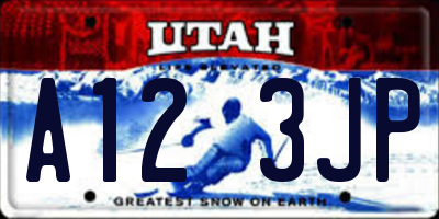 UT license plate A123JP