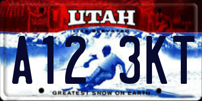 UT license plate A123KT