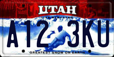 UT license plate A123KU