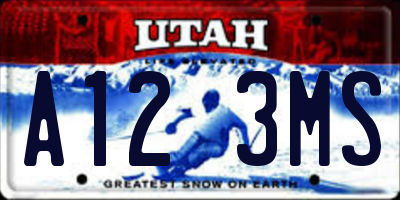 UT license plate A123MS