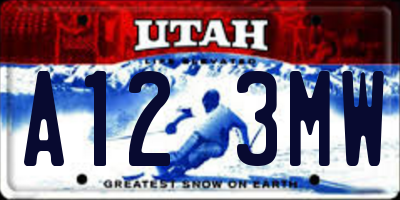 UT license plate A123MW