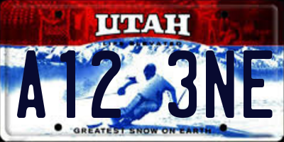 UT license plate A123NE