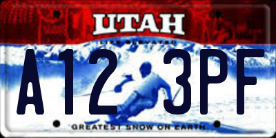 UT license plate A123PF