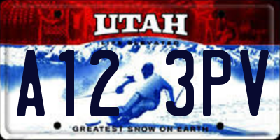 UT license plate A123PV