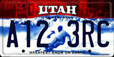 UT license plate A123RC