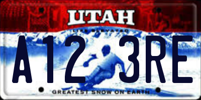 UT license plate A123RE
