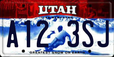 UT license plate A123SJ