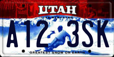 UT license plate A123SK