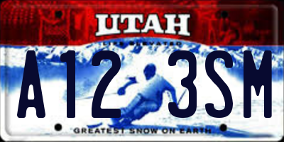 UT license plate A123SM