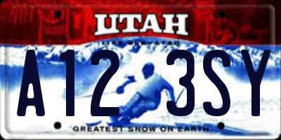UT license plate A123SY