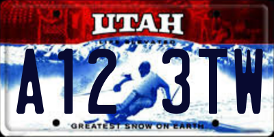 UT license plate A123TW