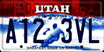 UT license plate A123VL