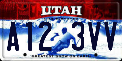 UT license plate A123VV