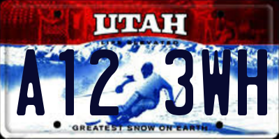 UT license plate A123WH