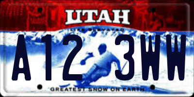 UT license plate A123WW