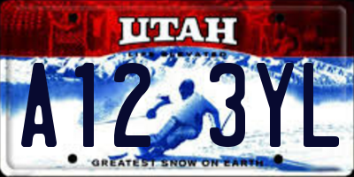 UT license plate A123YL