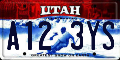 UT license plate A123YS
