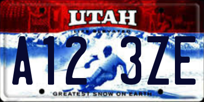 UT license plate A123ZE