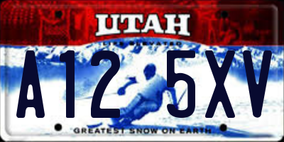 UT license plate A125XV