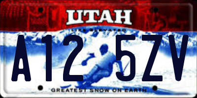 UT license plate A125ZV